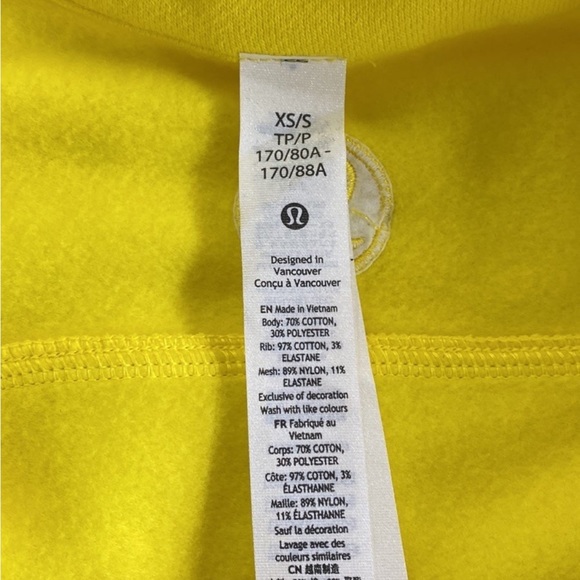 ❤️ Lululemon Scuba Funnel Half-Zip Sonic Yellow Size XS/S NWT - Picture 4 of 6